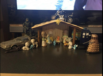 My mom told me to set up the nativity scene