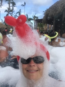 My mom went to a foam party in the Dominican Republic This is the picture i received