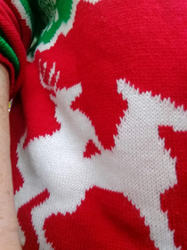 My mom wore her new Christmas sweater to work today but didnt realize