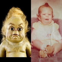 My moms doppelgnger as a baby was the grinch