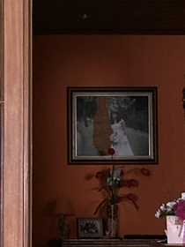 My mother-in-law just ripped her ex husband out off their wedding pic and keeps it on the hall
