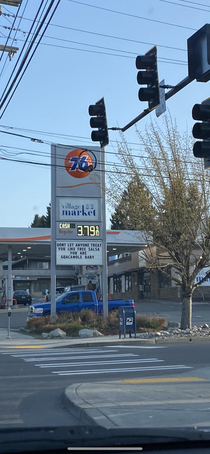 My motivation for today came from a gas station sign and Im not mad about it