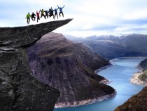 My Mum was nervous about me going mountain climbing with my friends Im the one on the end