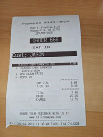 My name is Jasonits Friday the th and my order number is  What are the odds