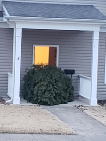 My neighbors Christmas spirit is bigger than his door