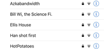 My neighbors WiFi names