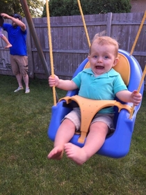 My nephew tried out his new baby swing today I think he really enjoyed it