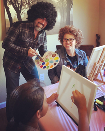 My niece had a Bob Ross themed birthday party so of course I had to show up in costume