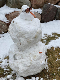 My niece said her snowman needed a belly button I came out to this