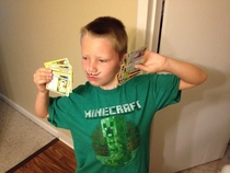 My nine-year-old son is trying to impress a girl who has an obsession with mustaches and Pokemon cards Nailed it