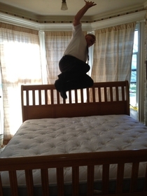 My parents got their first king sized bed today My Dad had the delivery guy take this picture
