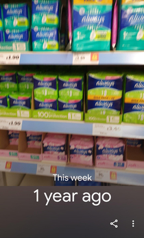 My phone sent me a one year anniversary reminder of the time I sent my wife a picture of the sanitary products as I couldnt remember which one to buy