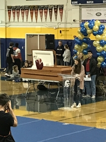 My school just held an actual funeral for our rival highschools football team