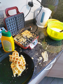 My siblings tried to make waffles for mothers day