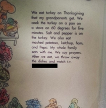 My Sister Described Our Thanksgiving To Her Teacher In Kindergarten And Has Been Required To Read It Before Dinner For The Past Decade