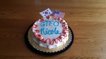 My sister is moving to South Korea to teach English for a year this is her going away cake