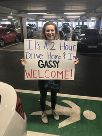 My sister picked me up at the airport in London today holding this sign