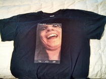 My sister started sending me goofy pictures of herself so I made one into a t shirt