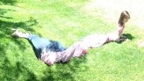 My sister took a pano picture of me rolling down a hill Lol