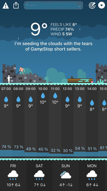 My snarky weather app is having fun with GameStop too
