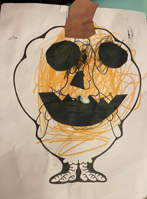 My son has a school project to hide a turkey He chose a jack-o-lantern disguise It might be cursed
