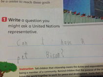My son has a very important question for the United Nations