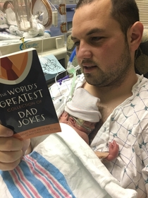 My son is  days old and in the NICU I got to hold him and read to him for the first time You can almost hear the Ugh Dad Stopppp