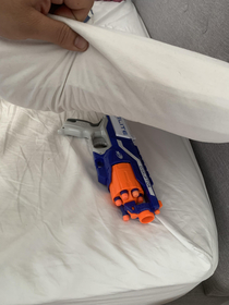 My son sleeps with a gun under his pillow
