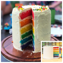 My son wanted a rainbow cake for his birthday I took a crack at it and it turned out better than expected