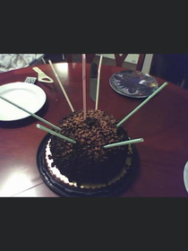 My son wanted straws not candles on his birthday cake