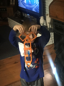 My son wanted to show me the rocket ship he made with his magnet toys