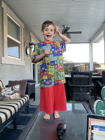 My son wearing his older brothers pajamas makes him look like a juggalo from 