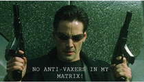 My son went through a phase where he thought he was living in the matrix Now hes poking fun at anti-vaxers So I made him this