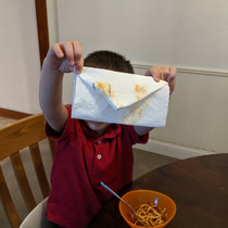 My son yells to me that he found a dirty email so I run into the dining room where hes at and he shows me this