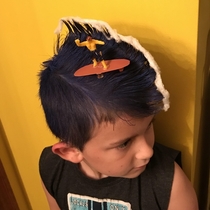 My sons hair for Crazy Hair day at school