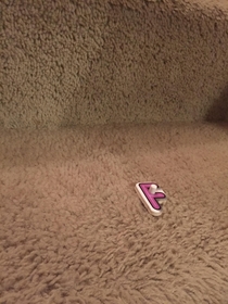 My three year old left this on the stairs for me to step on I think the F stands for fuck you Dad