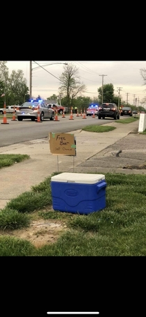 My town had a DUI checkpoint recently and someone set this up next to it