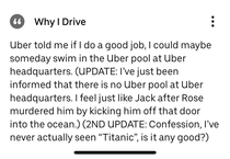 My Uber drivers bio is hilarious