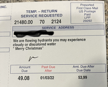 My water company has weird ways to celebrate the holidays
