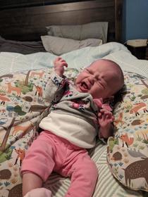 My week old daughter shredding a sick air guitar solo