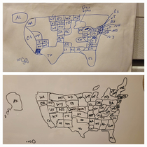 My wife and I both tried to draw a map of the US from memory