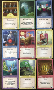 My wife and I have been working on a card game called Indoctrination Here are some of our favorite faction cards