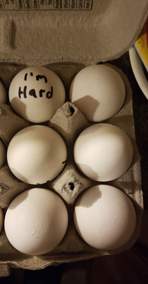 My wife asked me to make sure it was obvious which eggs were hard boiled