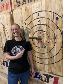 My wife does a great job throwing axes also