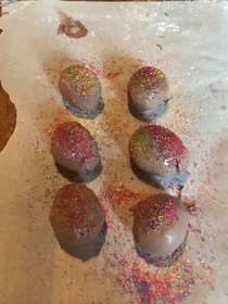 My wife is a monsterEgg Cake Pops are actually hard boiled eggs dipped in chocolate