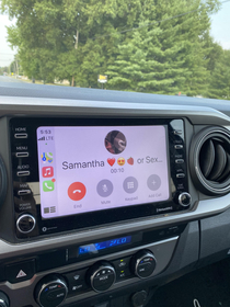 My wife is in my phone twice One as Samantha and the other as sexy wifey work This is what shows on car play