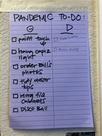 My wife made a pandemic to-do list and asked me to participate