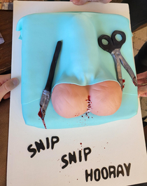 My wife thought it would be funny to throw me a vasectomy party Heres the cake