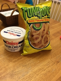 My wifes grandma likes to buy us snacks whenever she goes to the store so we asked her for some sour cream and onion chips We were amused by what she came back with