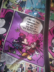 My wifes handbag Minnie is really giving Mickey a talking to